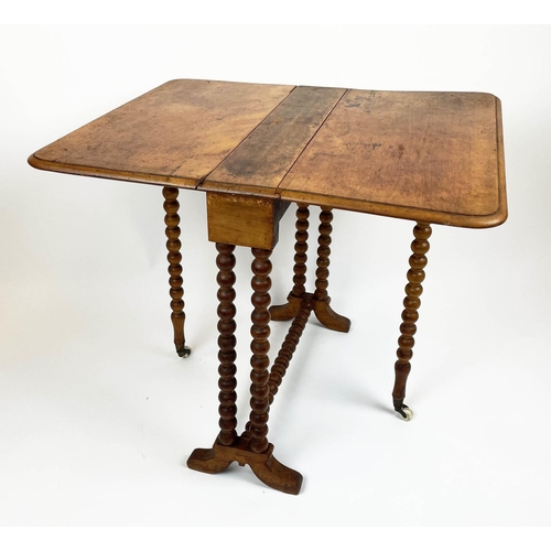 180 - SUTHERLAND TABLE, Victorian walnut on turned bobbin legs and stretcher on original ceramic castors, ... 