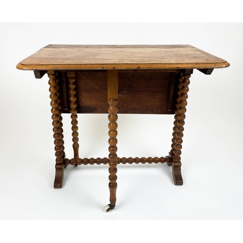 180 - SUTHERLAND TABLE, Victorian walnut on turned bobbin legs and stretcher on original ceramic castors, ... 