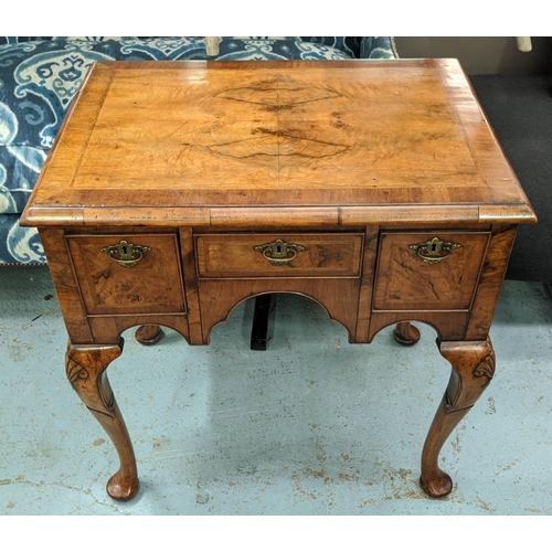 184 - LOWBOY, late 19th century Queen Anne style, walnut with three drawers, 52cm D x 78cm H x 74cm W.