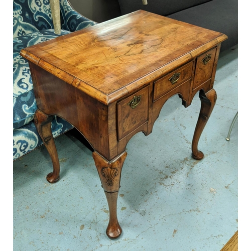 184 - LOWBOY, late 19th century Queen Anne style, walnut with three drawers, 52cm D x 78cm H x 74cm W.