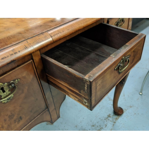 184 - LOWBOY, late 19th century Queen Anne style, walnut with three drawers, 52cm D x 78cm H x 74cm W.