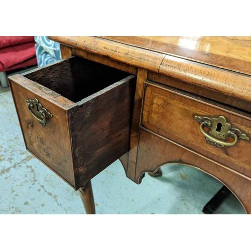 184 - LOWBOY, late 19th century Queen Anne style, walnut with three drawers, 52cm D x 78cm H x 74cm W.