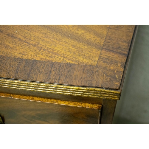 203 - BOWFRONT CHEST, 87cm H x 90cm W x 47cm D, 19th century mahogany of four drawers.