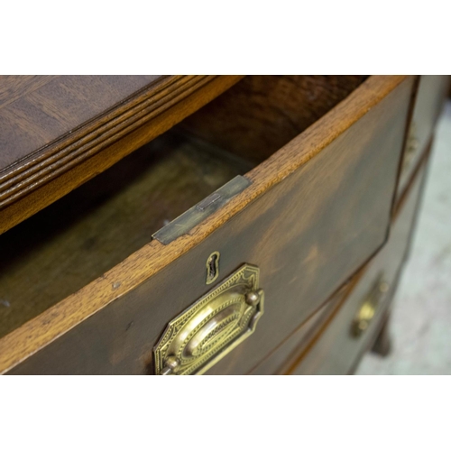 203 - BOWFRONT CHEST, 87cm H x 90cm W x 47cm D, 19th century mahogany of four drawers.