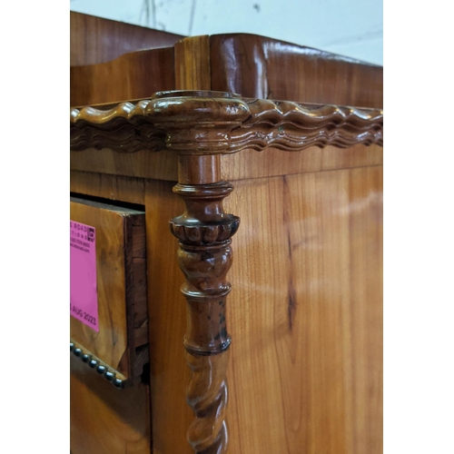 211 - SECRETAIRE, 105cm W x 54cm D x 171cm H,  Biedermeier cherrywood with a fitted interior and six exter... 