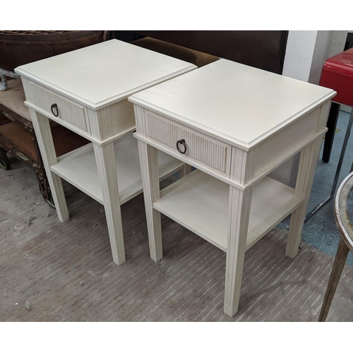 312 - BEDSIDE TABLES, a pair, each 47cm W x 47cm D x 75cm H. (2)