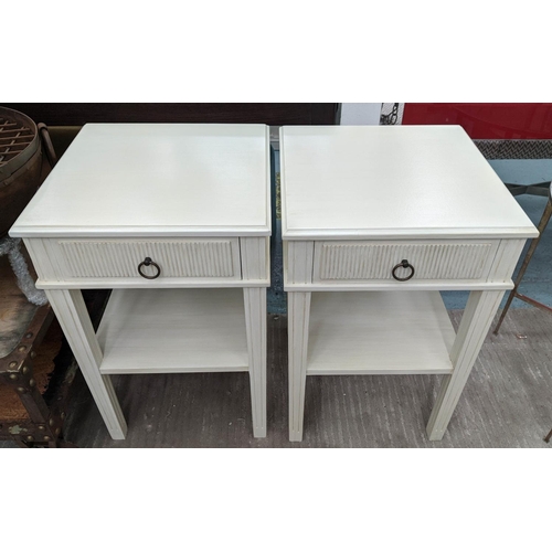 312 - BEDSIDE TABLES, a pair, each 47cm W x 47cm D x 75cm H. (2)