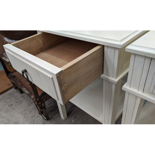 312 - BEDSIDE TABLES, a pair, each 47cm W x 47cm D x 75cm H. (2)