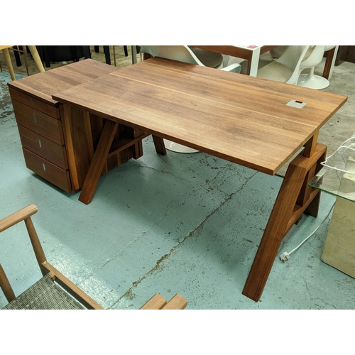 315 - COMPUTER DESK, 120cm W x 80cm D x 70cm H, American black walnut, plus a matching filing cabinet. (2)