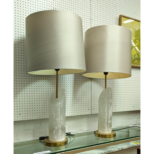 316 - TABLE LAMPS, a pair, each 86cm tall overall, including rock crystal style shades.