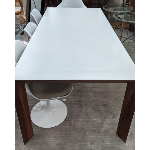 318 - DINING TABLE, 92cm D x 200cm L, from the Naver Collection Denmark, the white top on a wooden base.