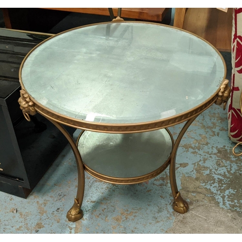 322 - OCCASIONAL TABLES, pair, two-tier form, silvered glass top, gilt metal frame, French style, 60cm H x... 