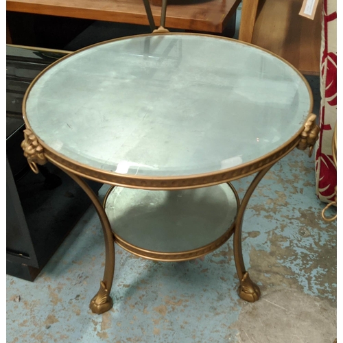 322 - OCCASIONAL TABLES, pair, two-tier form, silvered glass top, gilt metal frame, French style, 60cm H x... 