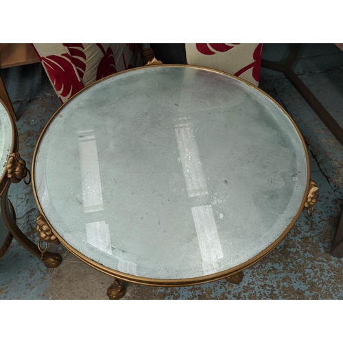 322 - OCCASIONAL TABLES, pair, two-tier form, silvered glass top, gilt metal frame, French style, 60cm H x... 