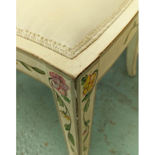 323 - DRESSING TABLE, 91cm W x 134cm H x 52cm D with mosaic style inlay and a floral painted side chair. (... 