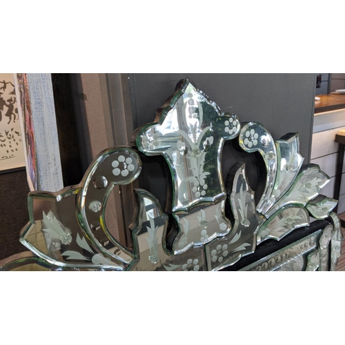 331 - WALL MIRROR, 143cm H x 71cm W, Venetian style.