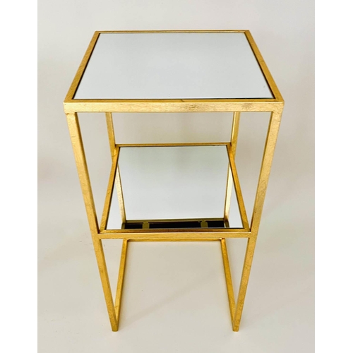 402 - SIDE TABLES, 61cm high, 30cm wide, pair, 1960s French style, of squared two-tier form, mirrored glas... 