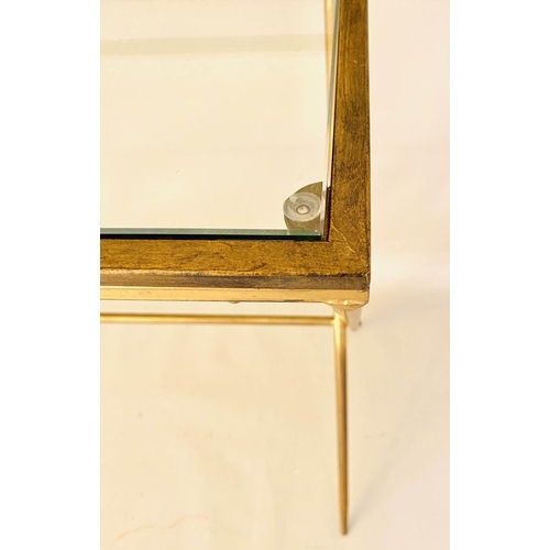 406 - WRITING DESK, 87cm high, 95cm wide, 42cm deep, 1960s French style, glass and gilt metal.