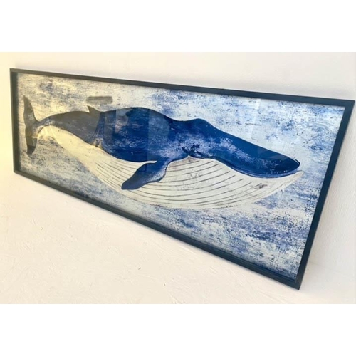 409 - STUDY OF A BLUE WHALE, contemporary print, framed and glazed 43cm x 120cm.