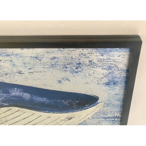 409 - STUDY OF A BLUE WHALE, contemporary print, framed and glazed 43cm x 120cm.