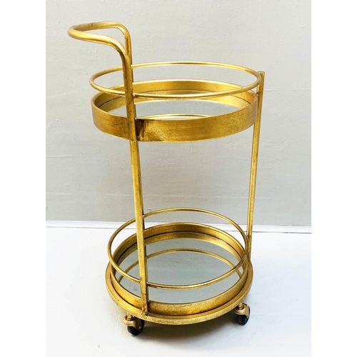 410 - COCKTAIL TROLLEY, 77cm high, 42cm diameter, 1960s French style, mirrored glass tiers, gilt metal fra... 