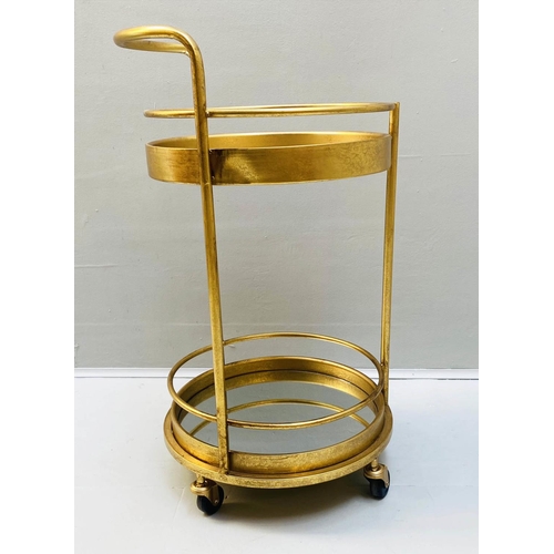 410 - COCKTAIL TROLLEY, 77cm high, 42cm diameter, 1960s French style, mirrored glass tiers, gilt metal fra... 