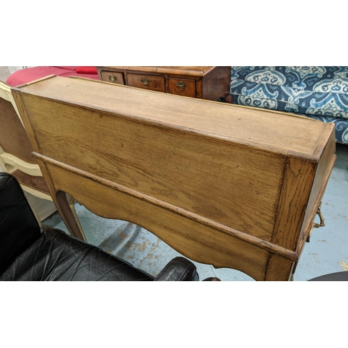 433 - BUREAU, oak, in the French taste, fall front enclosing fitted interior, drawers to ends, cabriole le... 