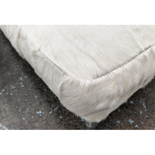 452 - DAYBED, 75cm D x 100cm H x 153cm L, in cream furry animal hide upholstery.