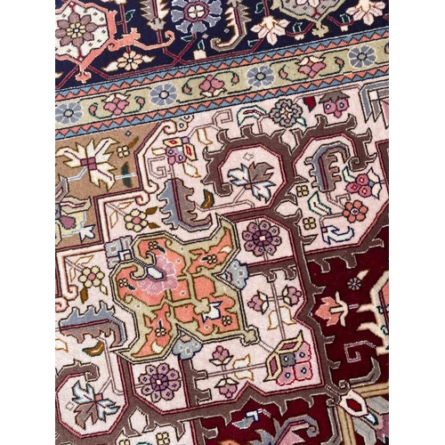 77 - PERSIAN PART SILK TABRIZ CARPET, 300cm x 200cm, Heriz design.