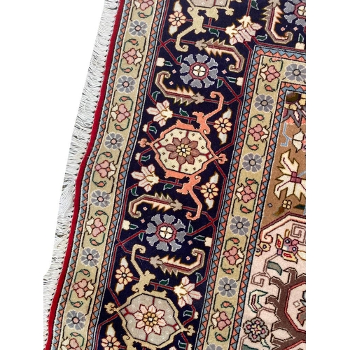 77 - PERSIAN PART SILK TABRIZ CARPET, 300cm x 200cm, Heriz design.