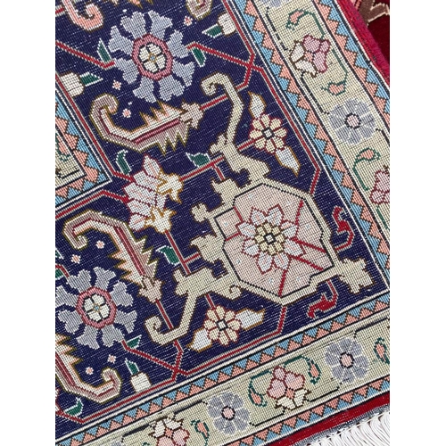 77 - PERSIAN PART SILK TABRIZ CARPET, 300cm x 200cm, Heriz design.