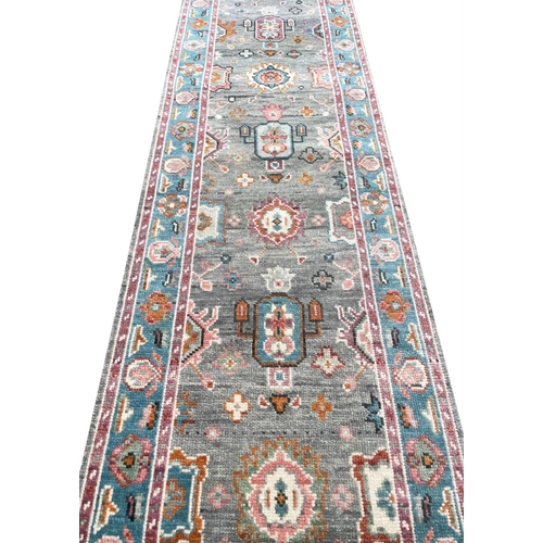 84 - FINE CONTEMPORARY BAKSHAISH DESIGN RUNNER, 306cm x 73cm.