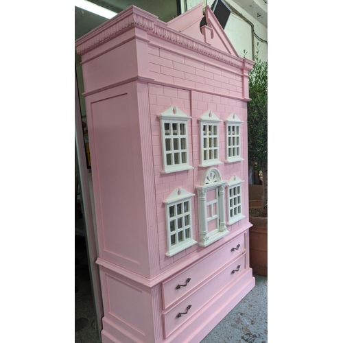 421 - DOLLS HOUSE CABINET, 132cm x 57cm x 226cm, Neoclassical style with two large doors and opening entra... 