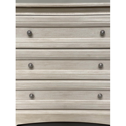 123 - COMMODE, French style grey painted with three long drawers, 44cm D x 82cm W x 74cm H.