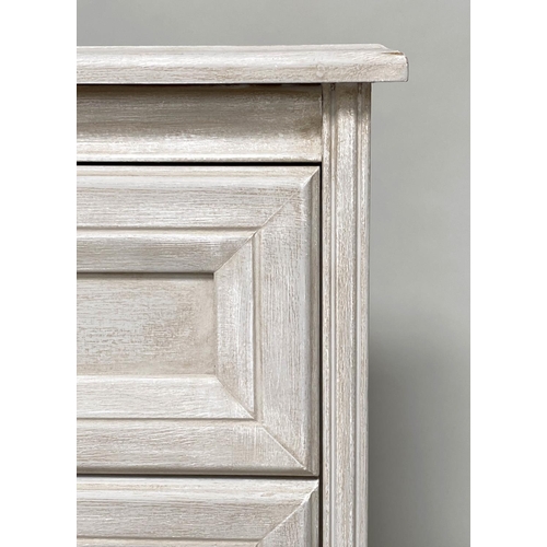 123 - COMMODE, French style grey painted with three long drawers, 44cm D x 82cm W x 74cm H.