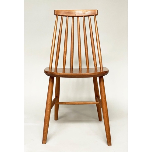 290 - SCANDINAVIAN CHAIRS, a set of eight, beech with sloping rail back. (8)