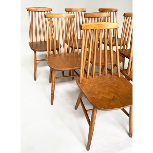 290 - SCANDINAVIAN CHAIRS, a set of eight, beech with sloping rail back. (8)