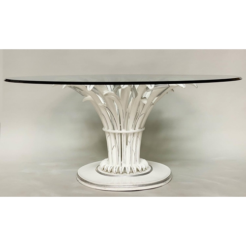 293 - DINING TABLE, contemporary Italian, circular bevelled edge on foliate outswept support, 160cm W x 74... 