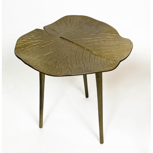 347 - LOTUS LEAF SIDE TABLES, a pair, 1970's Italian design, gilt metal, 48cm H x 41cm x 41cm. (2)