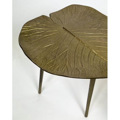 347 - LOTUS LEAF SIDE TABLES, a pair, 1970's Italian design, gilt metal, 48cm H x 41cm x 41cm. (2)