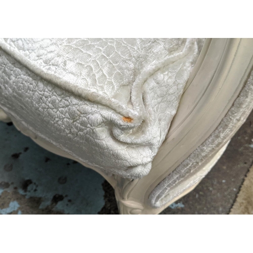 459 - BERGERES, a pair, each 80cm W x 96cm H with cream show frame and silvery textured chenille upholster... 