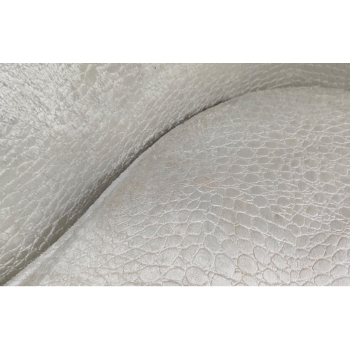 459 - BERGERES, a pair, each 80cm W x 96cm H with cream show frame and silvery textured chenille upholster... 