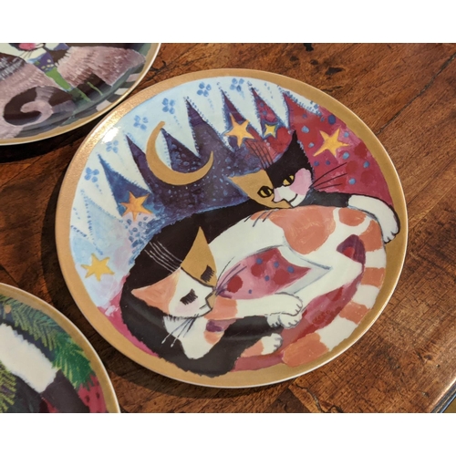 6 - ROSINA WACHTMEISTER (German, b.1939), 20cm diam., porcelain plates of cats, a set of four, signed, l... 