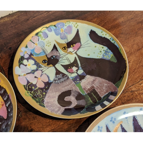 6 - ROSINA WACHTMEISTER (German, b.1939), 20cm diam., porcelain plates of cats, a set of four, signed, l... 