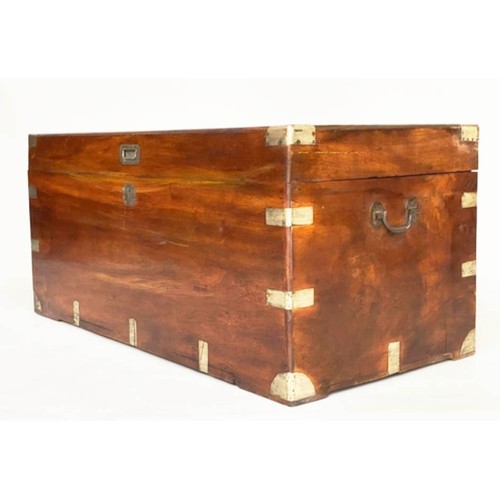 136 - TRUNK, 19th century Chinese Export Camphorwood and brass bound with rising lid and carrying handles,... 