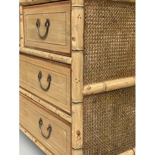 135 - FAUX BAMBOO CHEST, Regency style painted faux bamboo with two short and two long drawers and cane pa... 