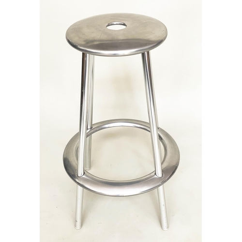 291 - ALLERMUIR BAR STOOLS, a pair, Atmos Marchant and Lyndon Anderson aluminum, 75cm H. (2)