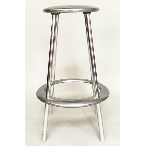 291 - ALLERMUIR BAR STOOLS, a pair, Atmos Marchant and Lyndon Anderson aluminum, 75cm H. (2)