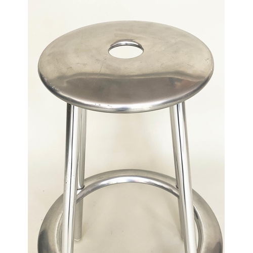 291 - ALLERMUIR BAR STOOLS, a pair, Atmos Marchant and Lyndon Anderson aluminum, 75cm H. (2)