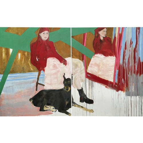 31 - GINETTE FIANDACA, , Shadow I and II Dyptich', oil on canvas, 153cm x 244.5cm (two panels total), sig... 